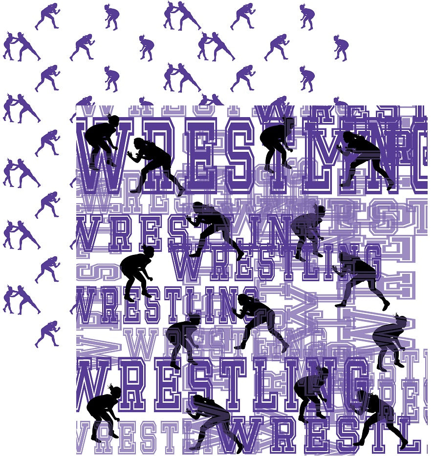 Girls Wrestling Scrapbook Paper purple Style 1