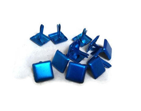 Metallic Blue Square Brads