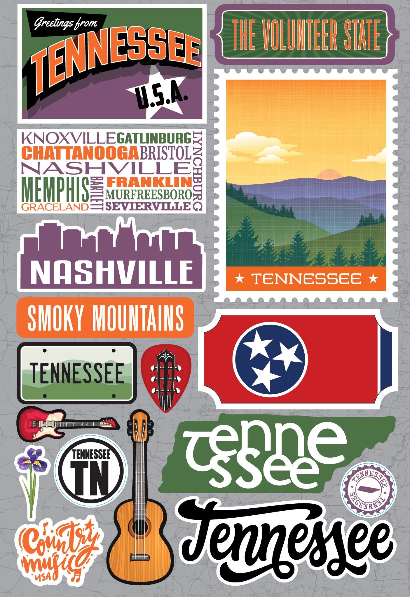 State Tennessee Scrapbook Stickers by Reminisce