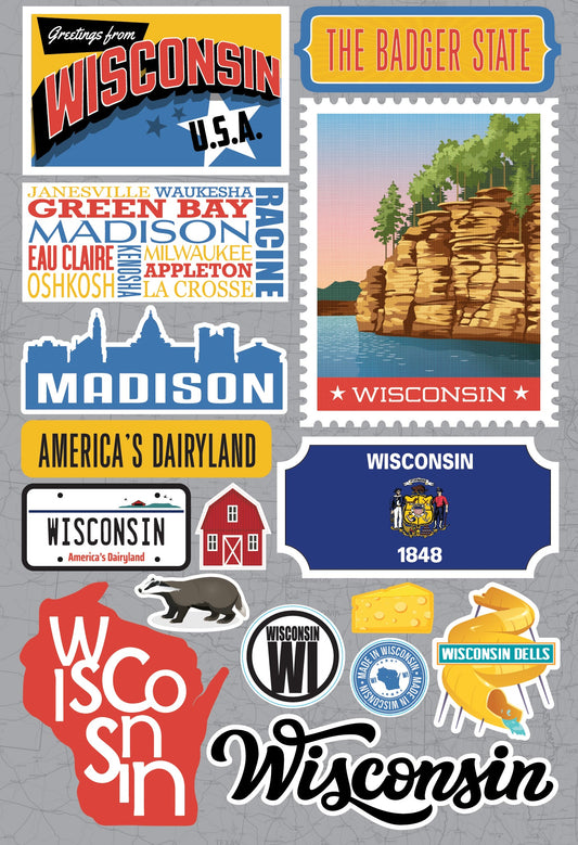 State Wisconsin Scrapbook Stickers by Reminisce