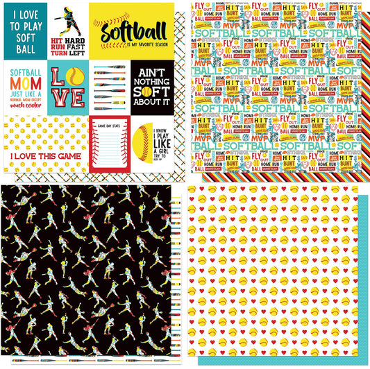 MVP Softball Scrapbook Papers Set