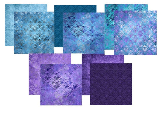 Mansion Damask Color 12x12 Scrapbook Paper Assortment Set