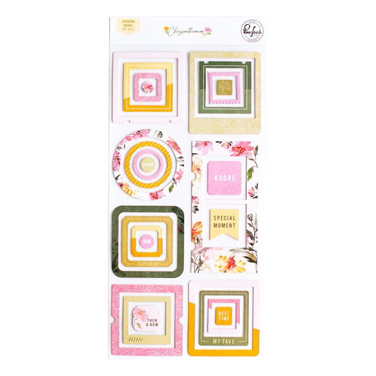 Pinkfresh Chrysanthemum Chipboard Frames