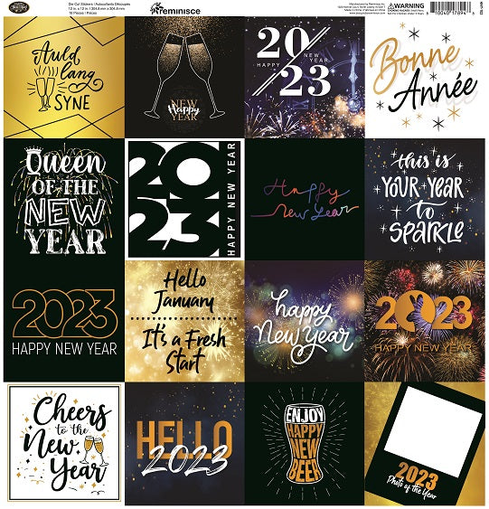 2023 Happy New Year 12X12 Scrapbook Paper and Stickers Set