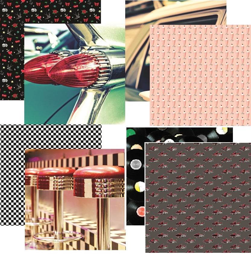 Rockabilly Scrapbook Paper Set