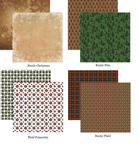 Rustic Christmas Scrapbook Paper Assortment Set