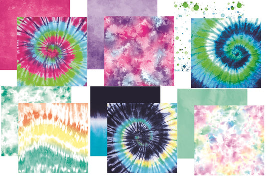 Tie Dye Scrapbook Paper Assortment Set