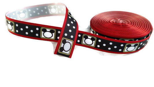 Grosgrain Printed Disney Mickey Heads & Dots Ribbon - 3 Yards