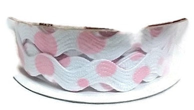 Pink and White Polka Dot Ric Rac Ribbon