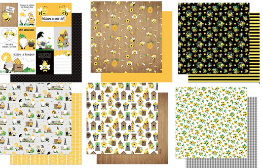 Sweet as Honey Bee Gnomes Scrapbook Paper Set