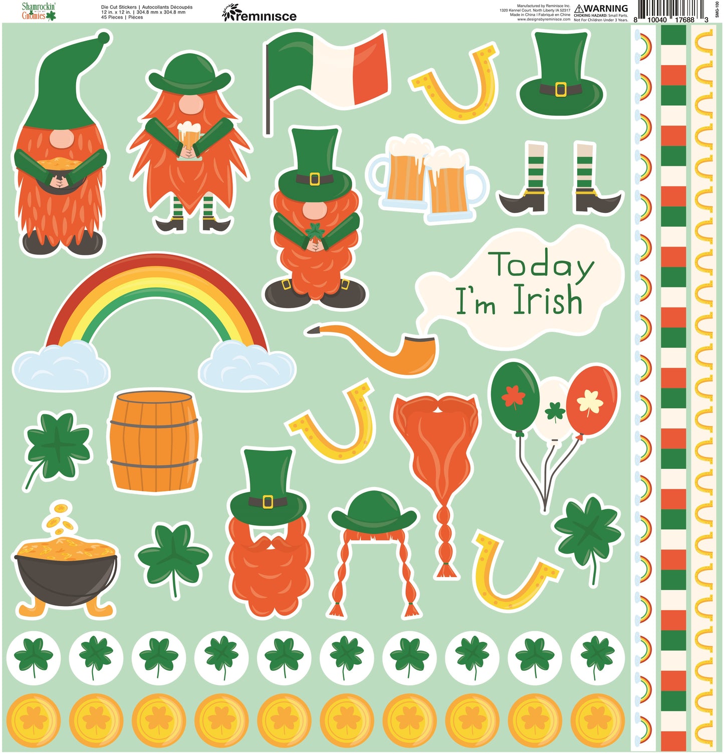 Shamrockin' Gnomies 12x12 Stickers Sheet