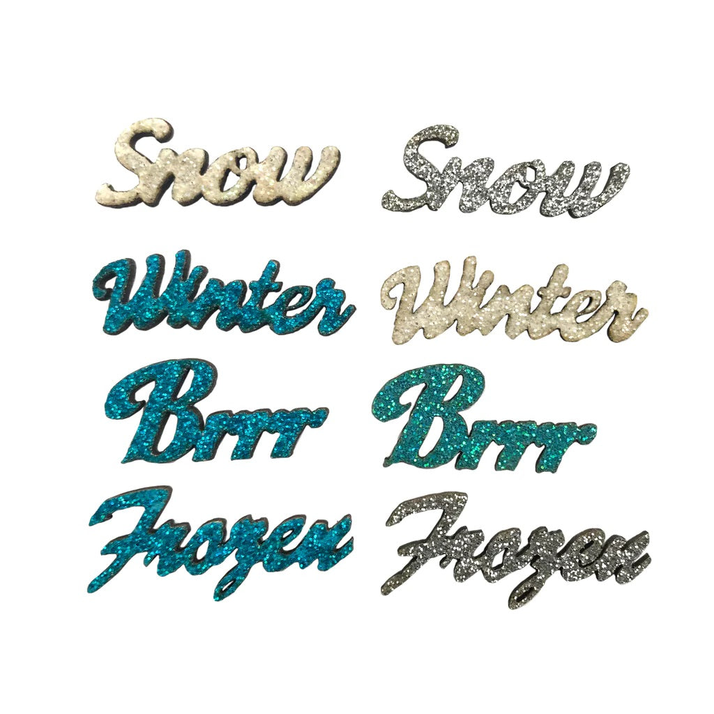 Winter Sparkling Sentiment Flatback Buttons