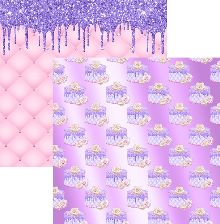 Purple Cakes Unicorn Cake Scrapbook Paper