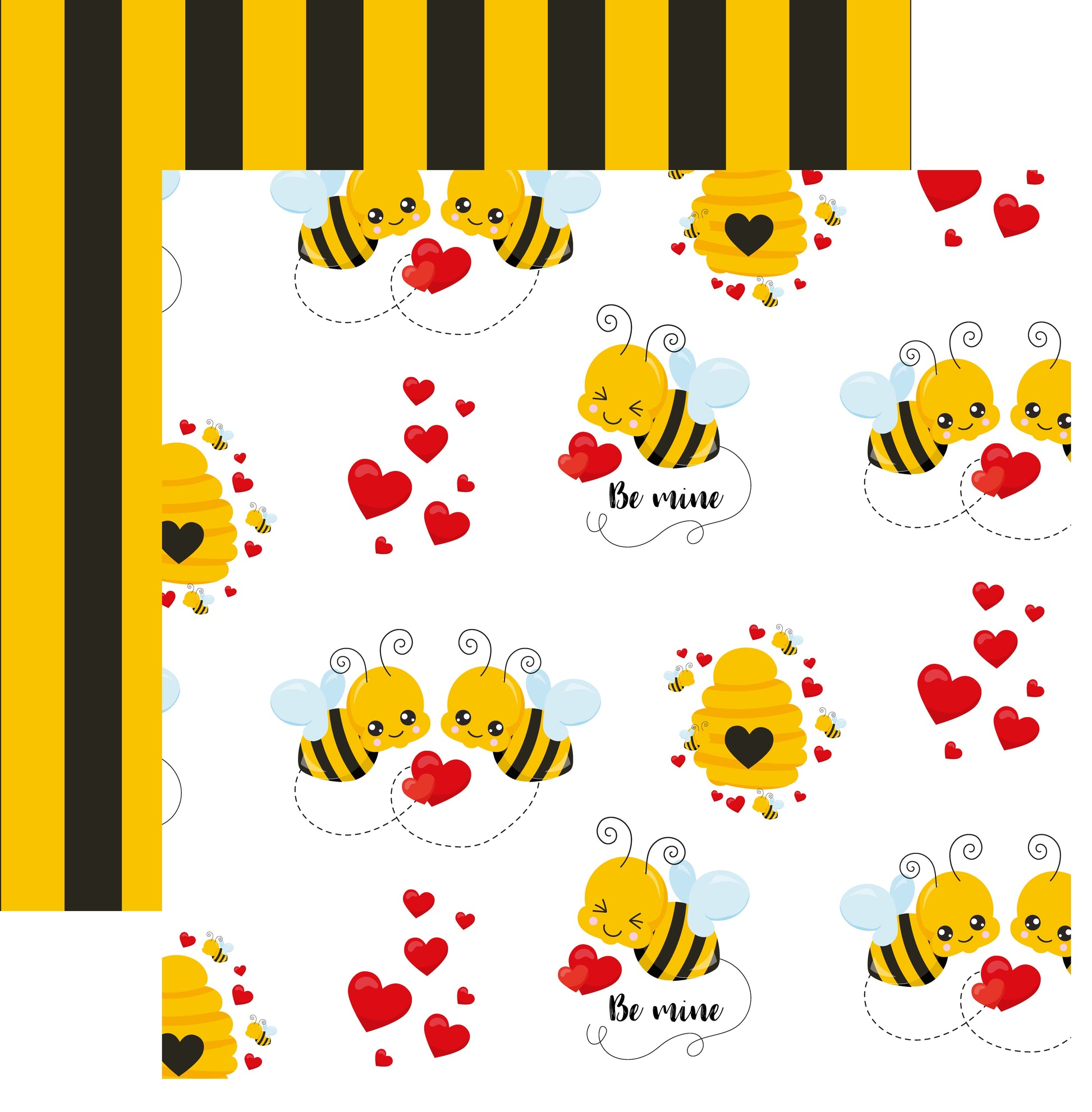 Valentine Bee Scrapbook Paper