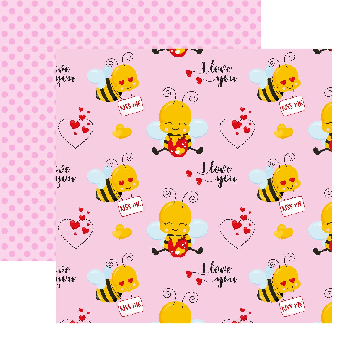 Valentine Bees - 12X12 Scrapbook Papers Assortment Set - 6 Sheets