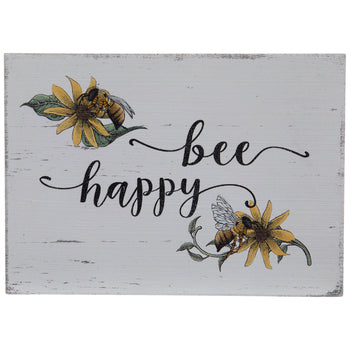 Bee Happy Wood Sign