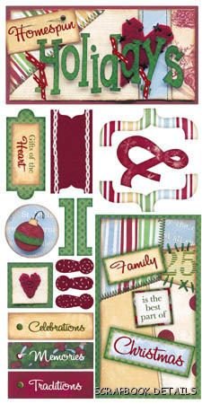 Bo Bunny Homespun Holidays Christmas Stickers