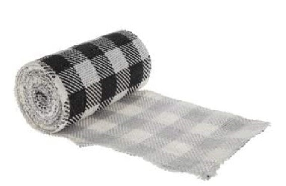 Black and White Plaid Burlap Ribbon - 5.5 Inches x 15 feet