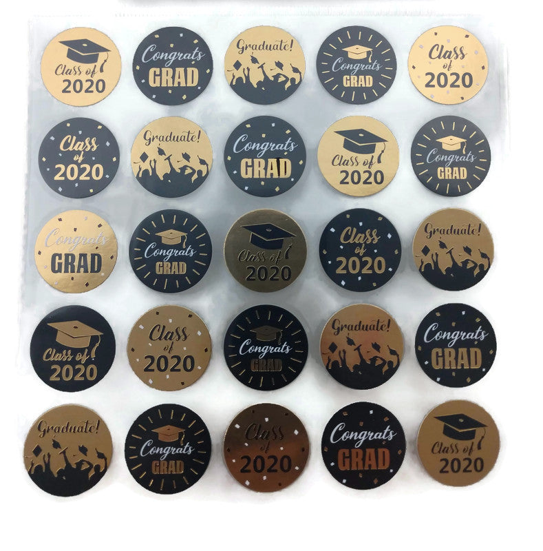 Foil Circle 2020 Graduation Stickers