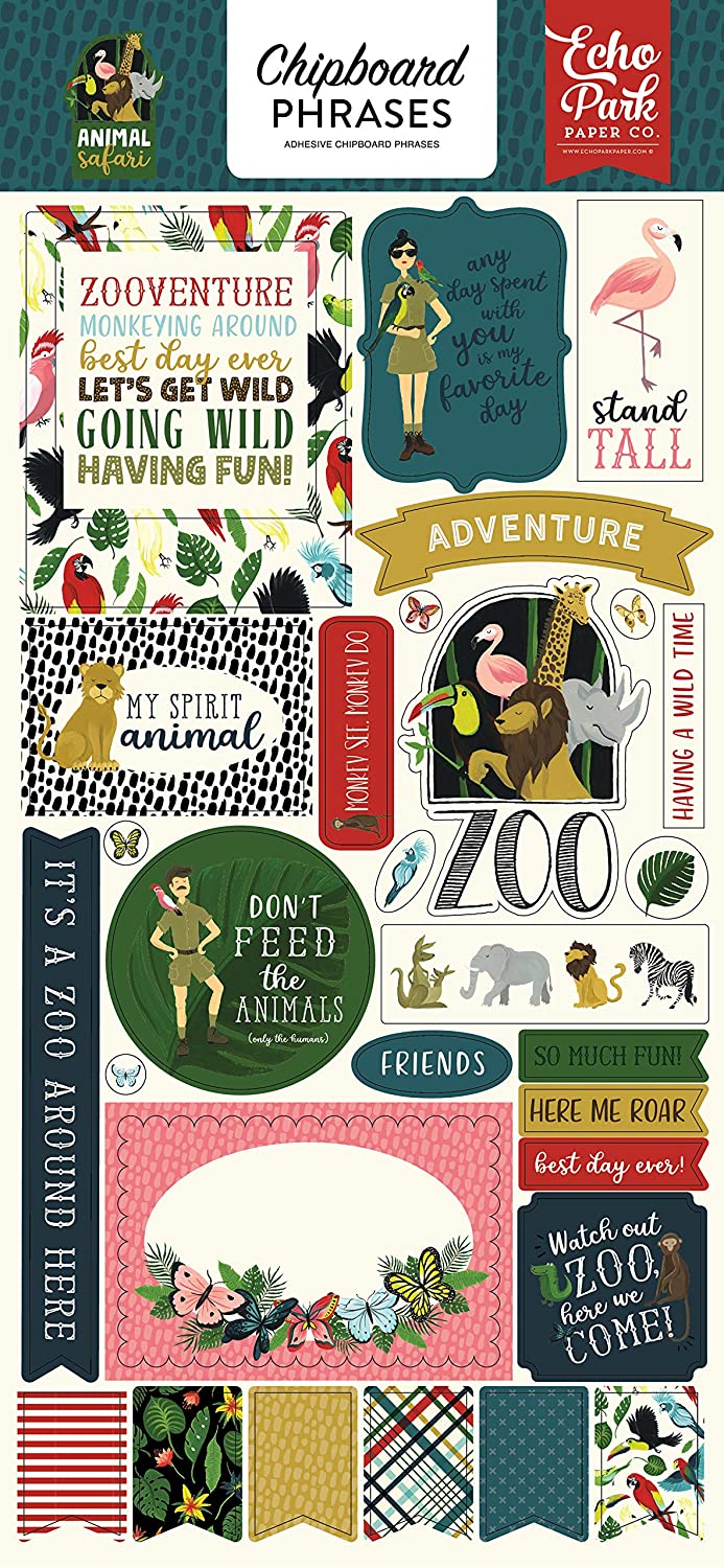 Animal Safari Chipboard Stickers Phrases