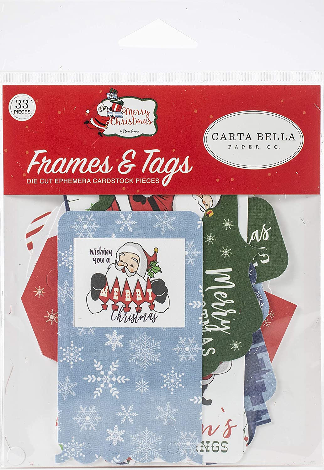 Merry Christmas Ephemera Frames and Tags Cardstock Die-Cuts