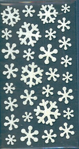 3-d White Glitter Snowflake Stickers