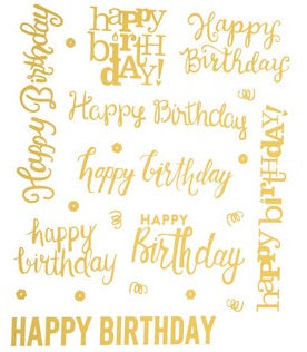 Gold Happy Birthday Stickers