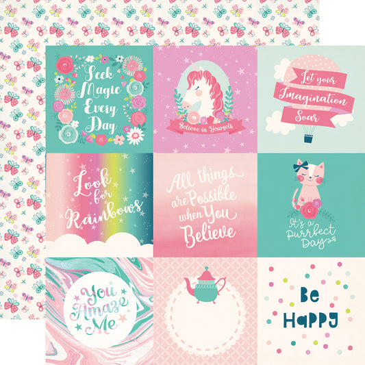 Imagine That Girl 4x4 Journaling Scrapbook Paper