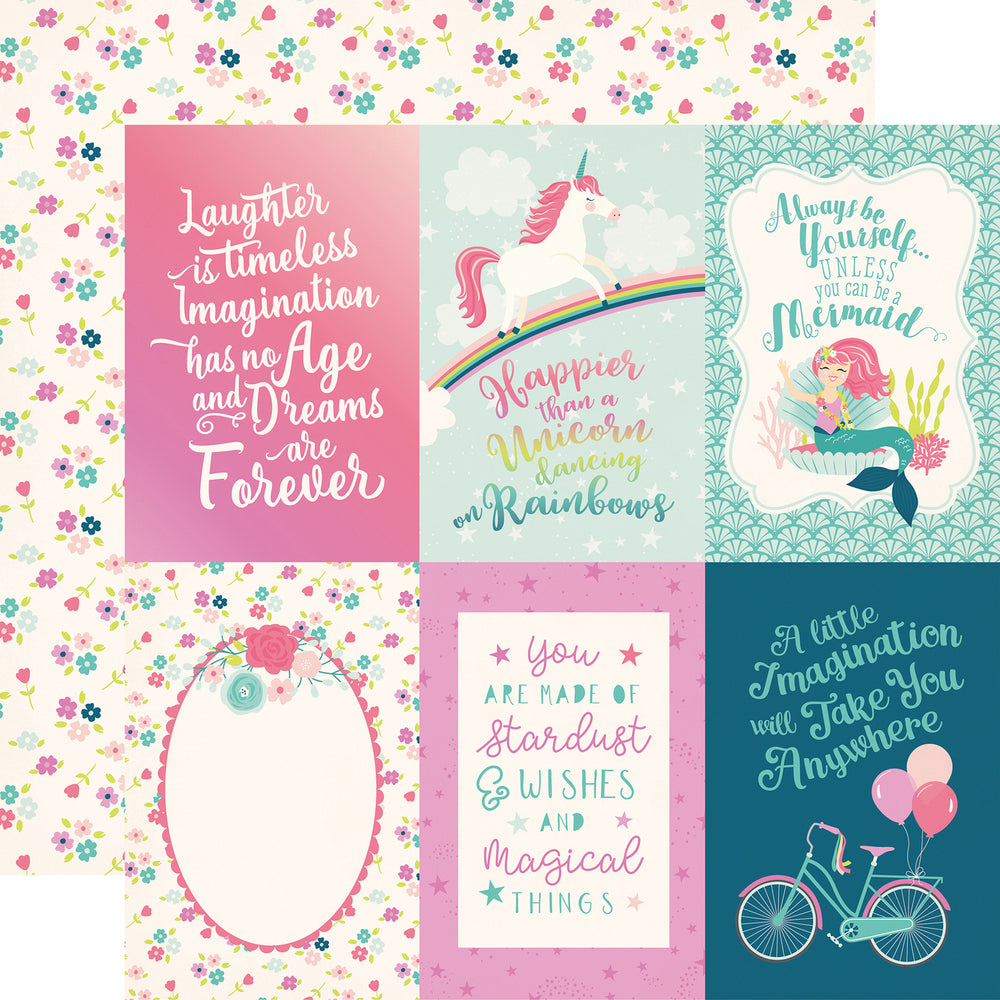 Imagine That Girl 4x6 Journaling Scrapbook Paper