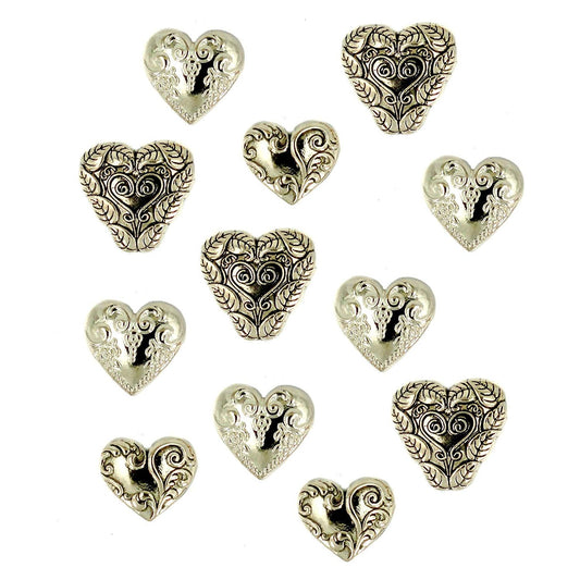 Gold Heart Buttons Assortment Set