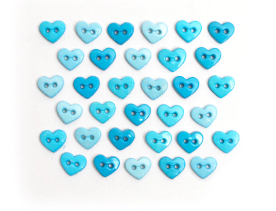 Ocean Breeze Micro Heart Buttons