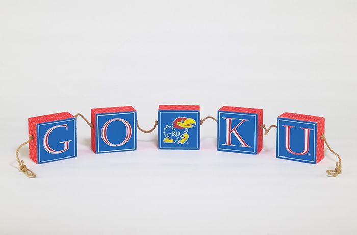 Kansas Jayhawks Rope Block Sign Decor