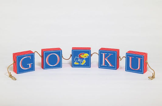 Kansas Jayhawks Rope Block Sign Decor