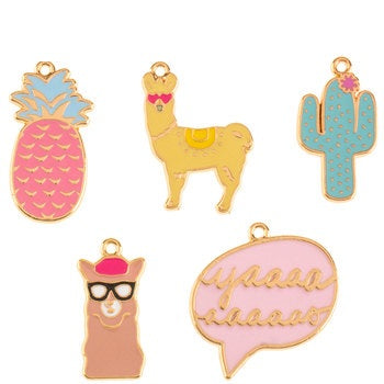 Llama Cactus and Pineapple Charms