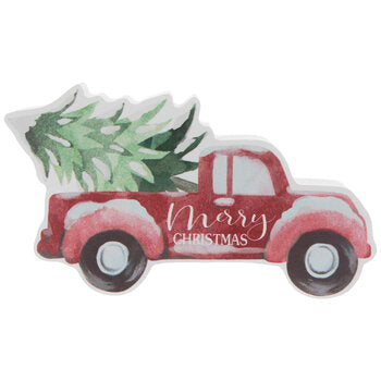 Merry Christmas Truck Wood Block Sign