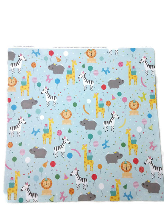 Birthday Zoo Animals Scrapbook Paper 12x12 4 Sheets