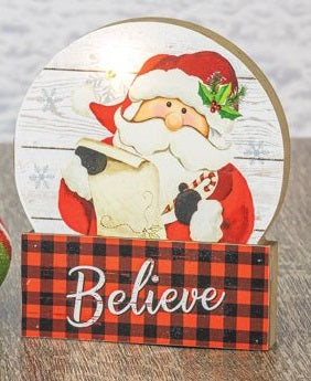 Santa Clause Snowglobe Plaid Light Up Sign