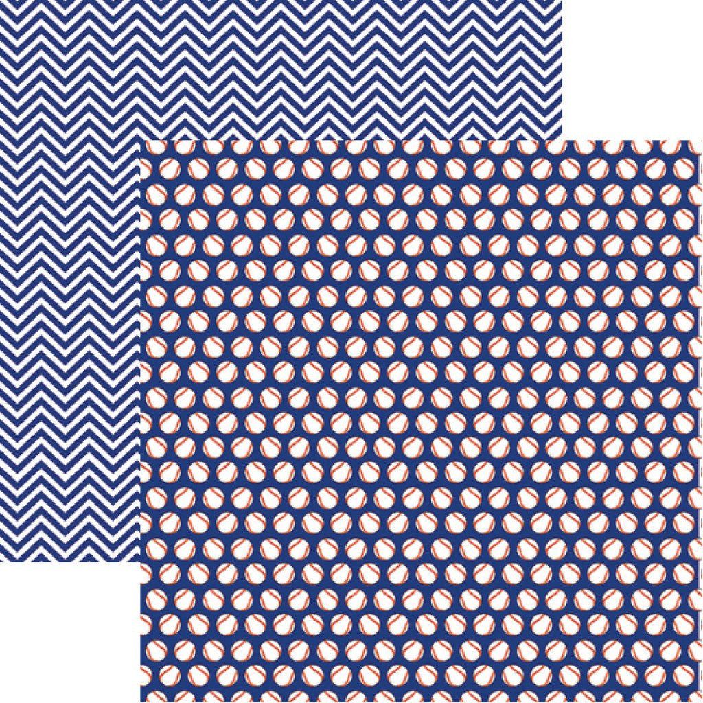 Reminisce Baseball Blue Scrapbook Paper