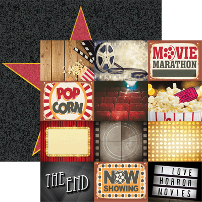 Movie Night - Movie Night 12x12 Scrapbook Paper