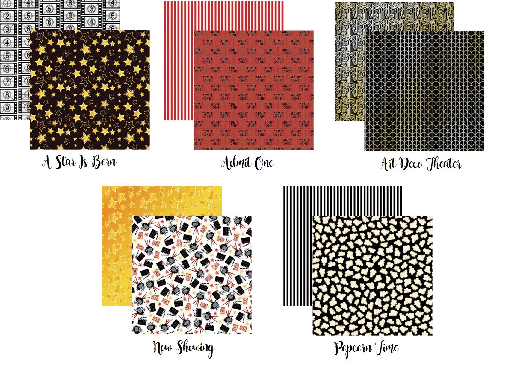 Now Showing Movies Scrapbook Paper Set