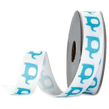 Blue Elephant Grosgrain Ribbon - 4 Yards