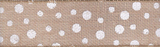 White polka dot burlap ribbon