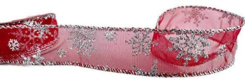 Red Snowflake Sheer Ribbon