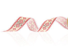 coral Aztec Print Ribbon