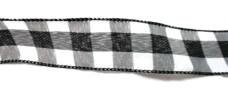 Black White Wired Buffalo Plaid Ribbon