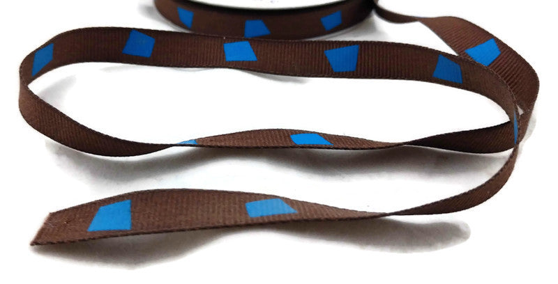 Crazy Check Ribbon Brown Aqua