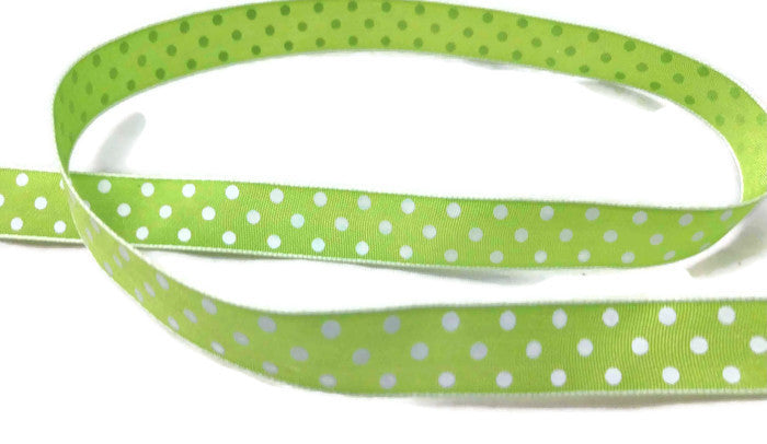 Lime Polka Dot Satin Ribbon