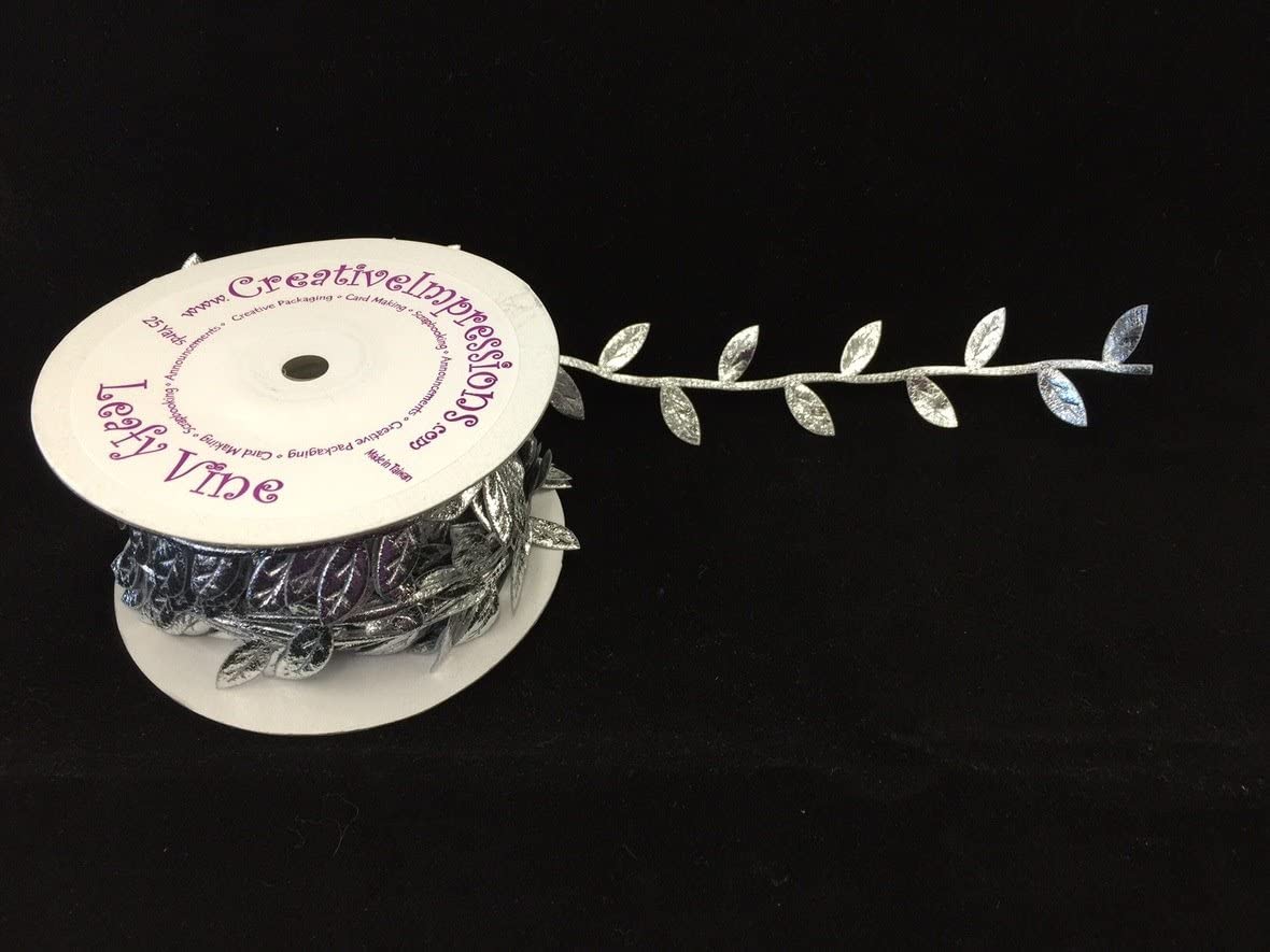 Silver Leafy Vine Ribbon