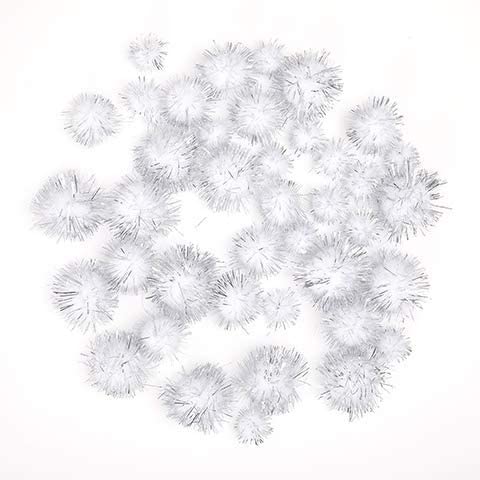 Silver Tinsel Pom Poms Craft