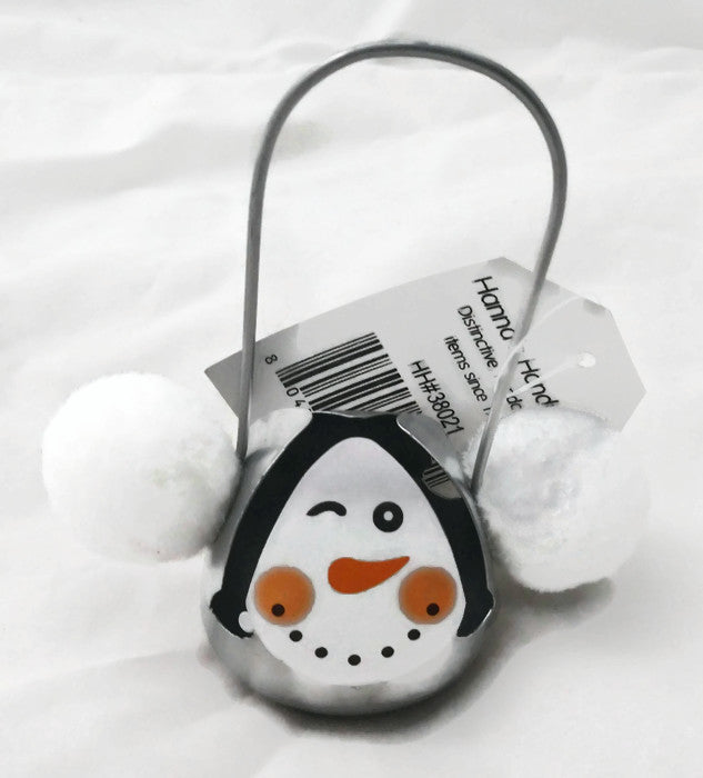 Hannahs Handiworks Metal Snowman Bell Hanging Ornament